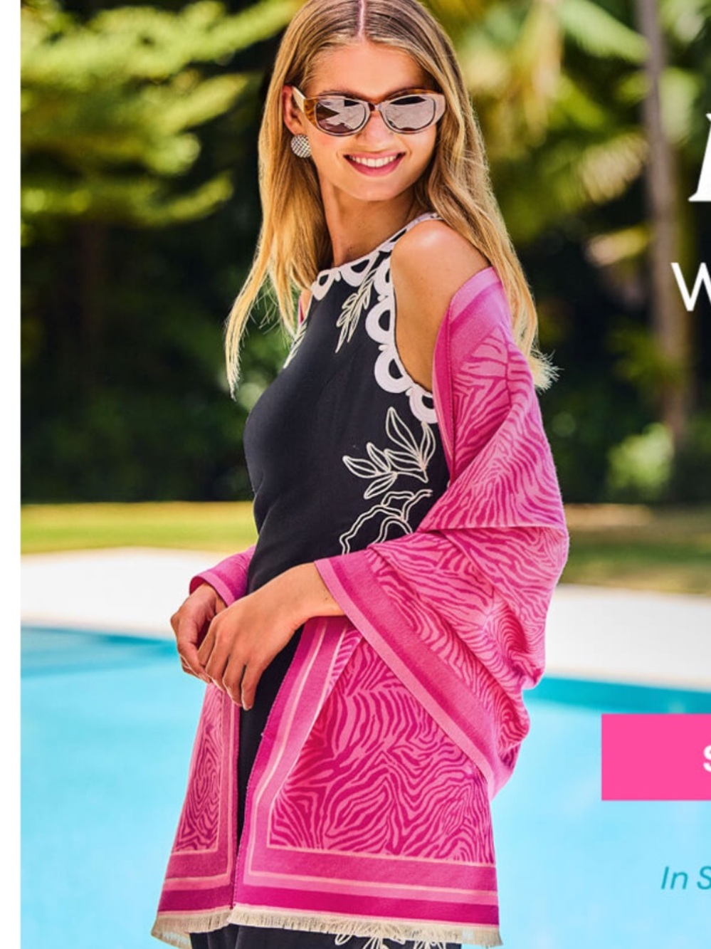Lilly Pulitzer Pink and Gold Jacquard Wrap
